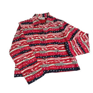 🇺🇸 Karen Hart American Flag Cotton Jacket Coat Size M 🇺🇸